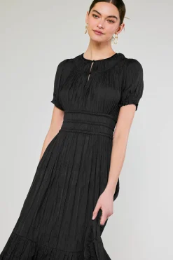 Current Air Brooklyn Pleated Midi Dress BLACK Sale