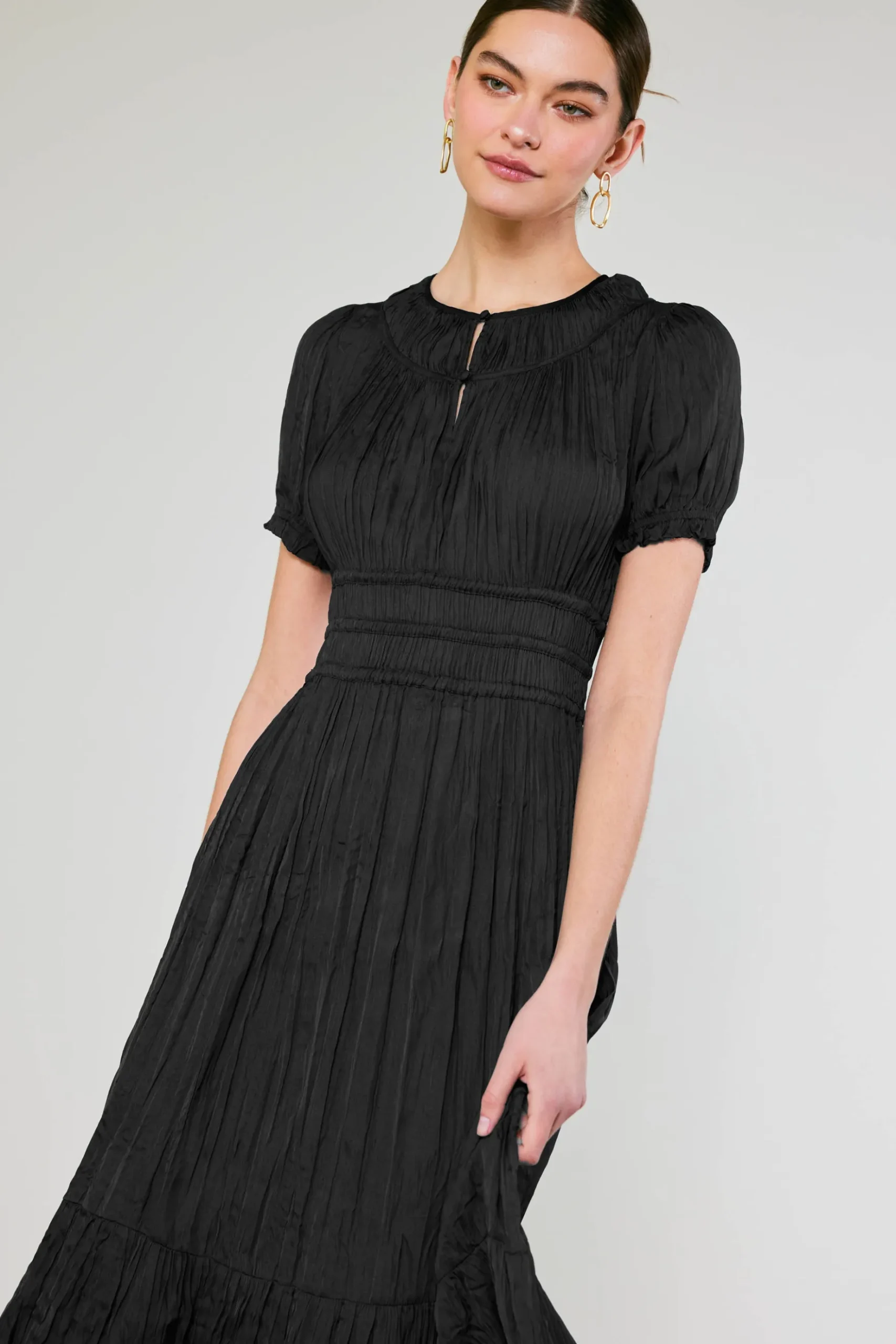 Current Air Brooklyn Pleated Midi Dress BLACK Sale
