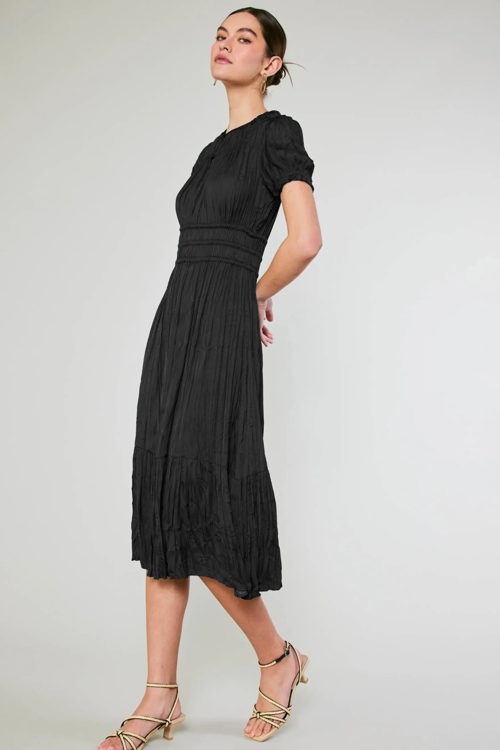 Current Air Brooklyn Pleated Midi Dress BLACK Sale