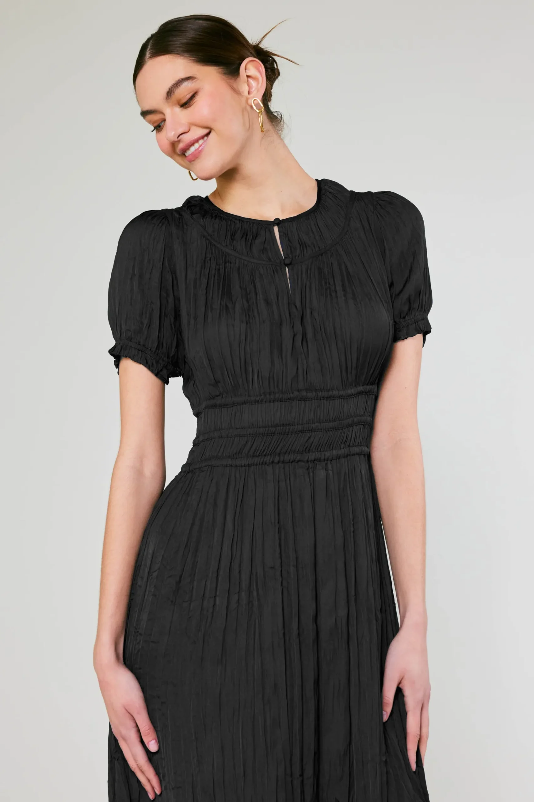 Current Air Brooklyn Pleated Midi Dress BLACK Sale