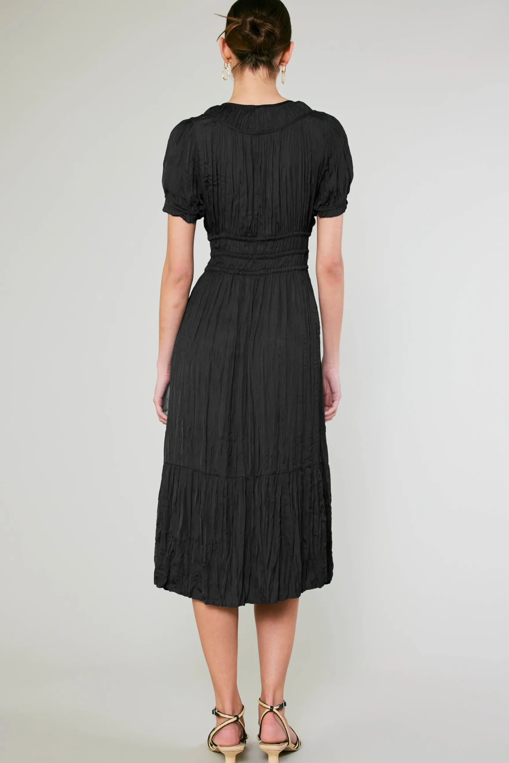 Current Air Brooklyn Pleated Midi Dress BLACK Sale