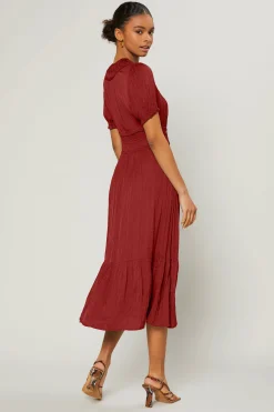 Current Air Brooklyn Pleated Midi Dress RED Outlet