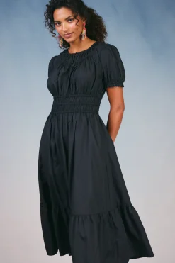 Current Air Brooklyn Poplin Midi Dress BLACK New