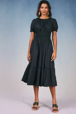 Current Air Brooklyn Poplin Midi Dress BLACK New