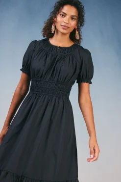 Current Air Brooklyn Poplin Midi Dress BLACK New