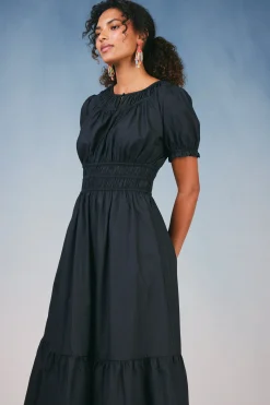 Current Air Brooklyn Poplin Midi Dress BLACK New