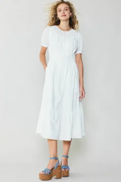 Current Air Brooklyn Poplin Midi Dress WHITE Discount