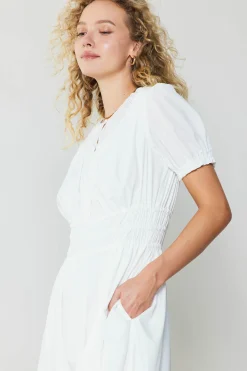 Current Air Brooklyn Poplin Midi Dress WHITE Discount