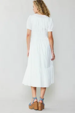Current Air Brooklyn Poplin Midi Dress WHITE Discount