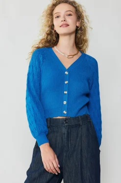 Current Air Button Cardigan BLUE Hot