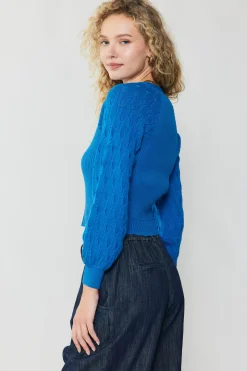 Current Air Button Cardigan BLUE Hot