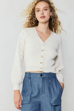 Current Air Button Cardigan CREAM Clearance