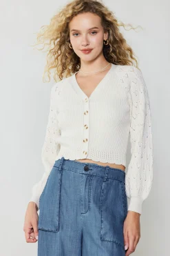 Current Air Button Cardigan CREAM Clearance