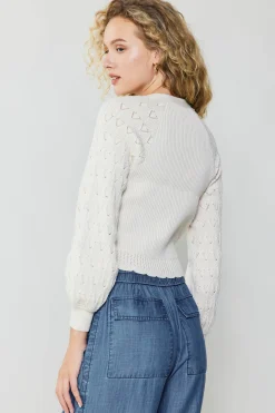 Current Air Button Cardigan CREAM Clearance