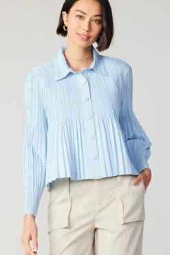Current Air Button Down Pleated Top PASTELBLUE Best