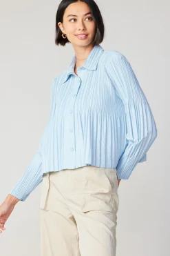 Current Air Button Down Pleated Top PASTELBLUE Best