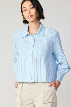 Current Air Button Down Pleated Top PASTELBLUE Best
