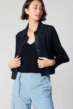 Current Air Button Down Pleated Top BLACK Online