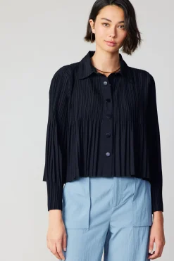 Current Air Button Down Pleated Top BLACK Online