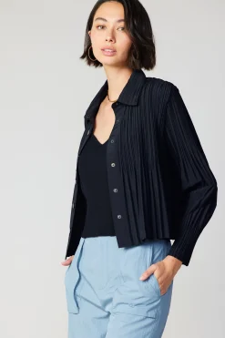 Current Air Button Down Pleated Top BLACK Online