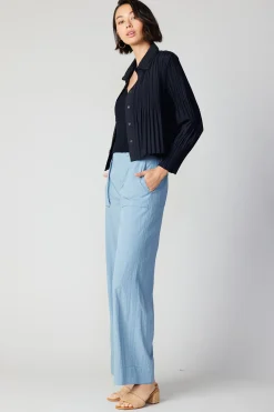 Current Air Button Down Pleated Top BLACK Online