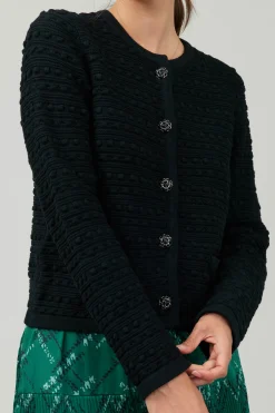 Current Air Button Up Tweed Cardigan BLACK Best