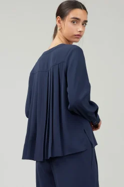 Current Air Buttondown Blouse SLATENAVY Best