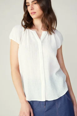 Current Air Buttoned Cotton Blouse WHITE Best