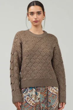 Current Air Cable Knit Sweater COCOA Clearance