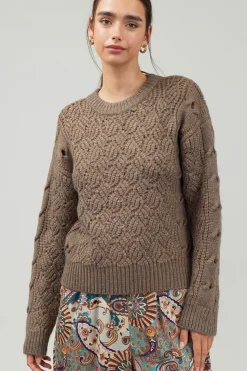 Current Air Cable Knit Sweater COCOA Clearance