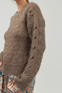 Current Air Cable Knit Sweater COCOA Clearance