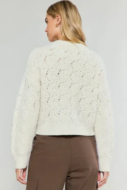 Current Air Cable Knit Sweater IVORY Hot
