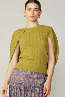Current Air Cape Layered Sweater Top OLIVEMUSTARD Online
