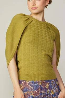 Current Air Cape Layered Sweater Top OLIVEMUSTARD Online