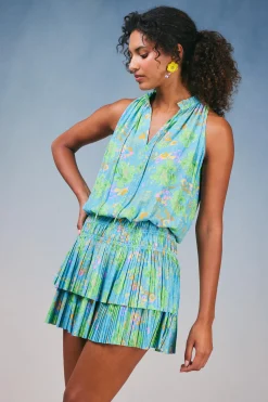 Current Air Cara Pleated Mini Dress BLUEMLT New
