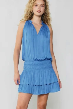 Current Air Cara Pleated Mini Dress FADEDBLUE Best