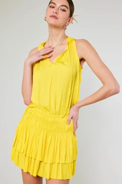 Current Air Cara Pleated Mini Dress SUNNYYELLOW New