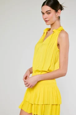 Current Air Cara Pleated Mini Dress SUNNYYELLOW New