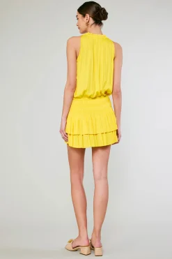 Current Air Cara Pleated Mini Dress SUNNYYELLOW New