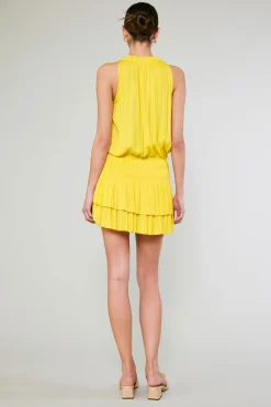 Current Air Cara Pleated Mini Dress SUNNYYELLOW New