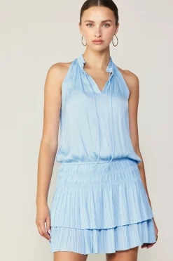 Current Air Cara Pleated Mini Dress PASTELBLUE Hot