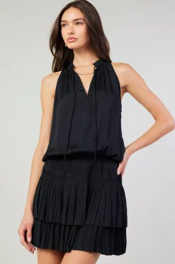 Current Air Cara Sleeveless Pleated Mini Dress BLACK Fashion