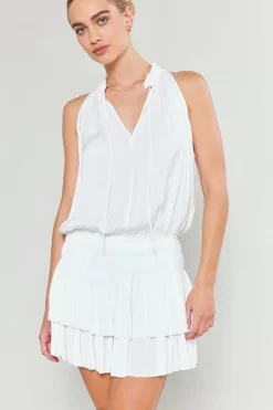 Current Air Cara Sleeveless Pleated Mini Dress WHITE Best