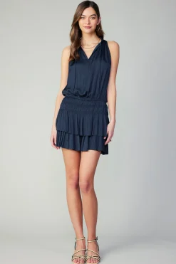 Current Air Cara Sleeveless Pleated Mini Dress DARKNAVY Hot