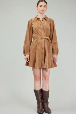Current Air Carmel Corduroy Mini Dress LIGHTBROWN Sale