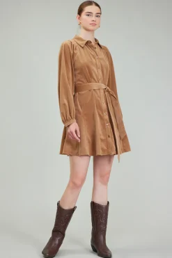 Current Air Carmel Corduroy Mini Dress LIGHTBROWN Sale
