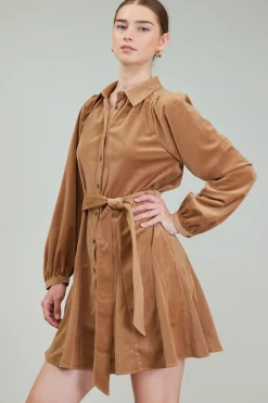 Current Air Carmel Corduroy Mini Dress LIGHTBROWN Sale