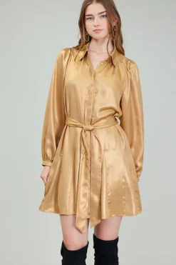 Current Air Carmel Metallic Mini Dress GOLD Fashion