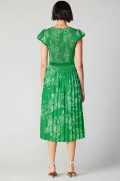 Current Air Carolina Pleated Skirt Midi Dress SPRINGGREEN Clearance