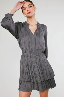 Current Air Cecile Smocked Mini Dress SLATECHARCOAL Discount